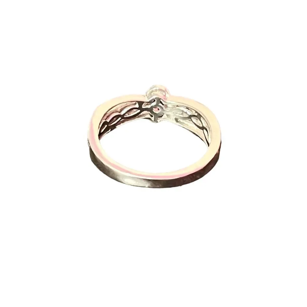 Genuine Purple Garnet  Platinum Plated Sterling Silver Ring Size 8